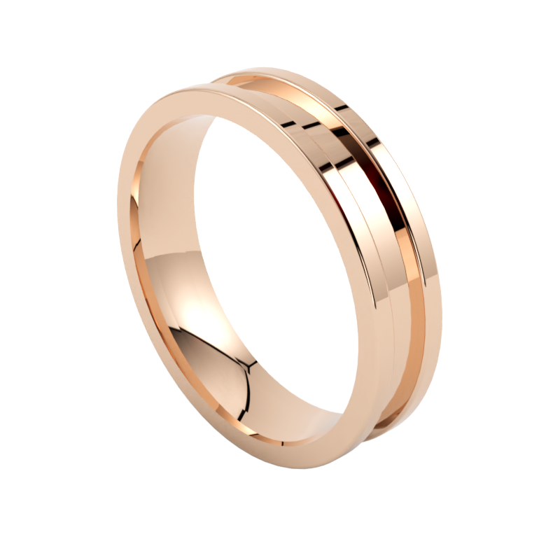 Nowoczesna obrączka ślubna z różowego złota 585 szerokość 4,50 mm